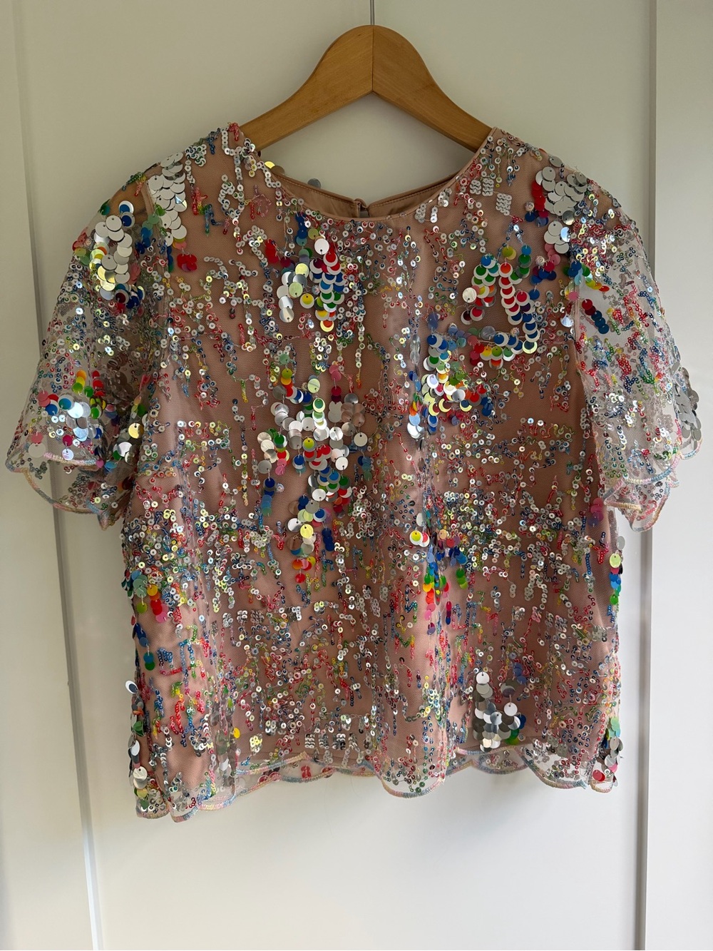 Milly Katelynn Scalloped Sequin Tee